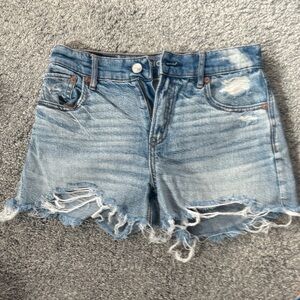 American Eagle Outfitters Faded Light Blue Frayed Denim Cutoff Shorts